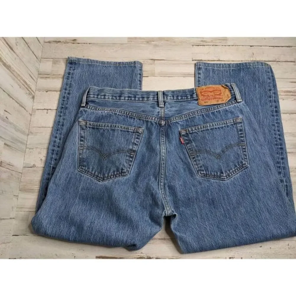 Levis‎ 501 Jeans Mens 36x29 (34X27) Blue Original Straight Denim Button Fly